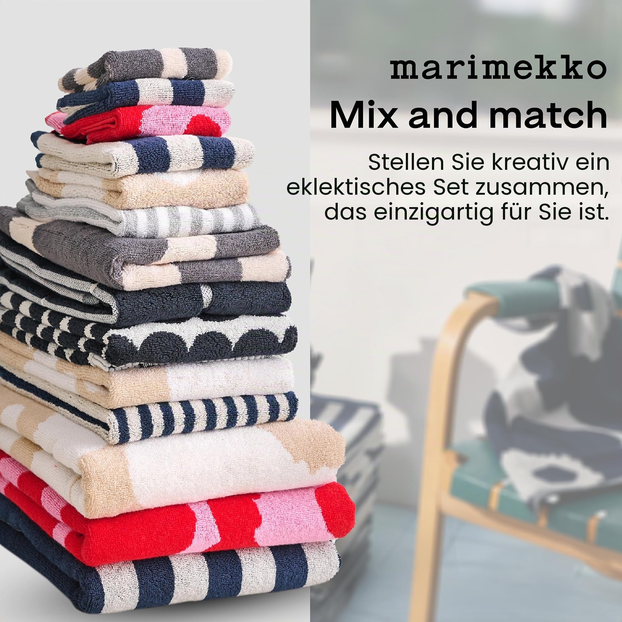 MARIMEKKO Unikko Frottee Handtuch (Anthrazit) - Blumenmuster Handtücher - 71,1 x 50,8 cm