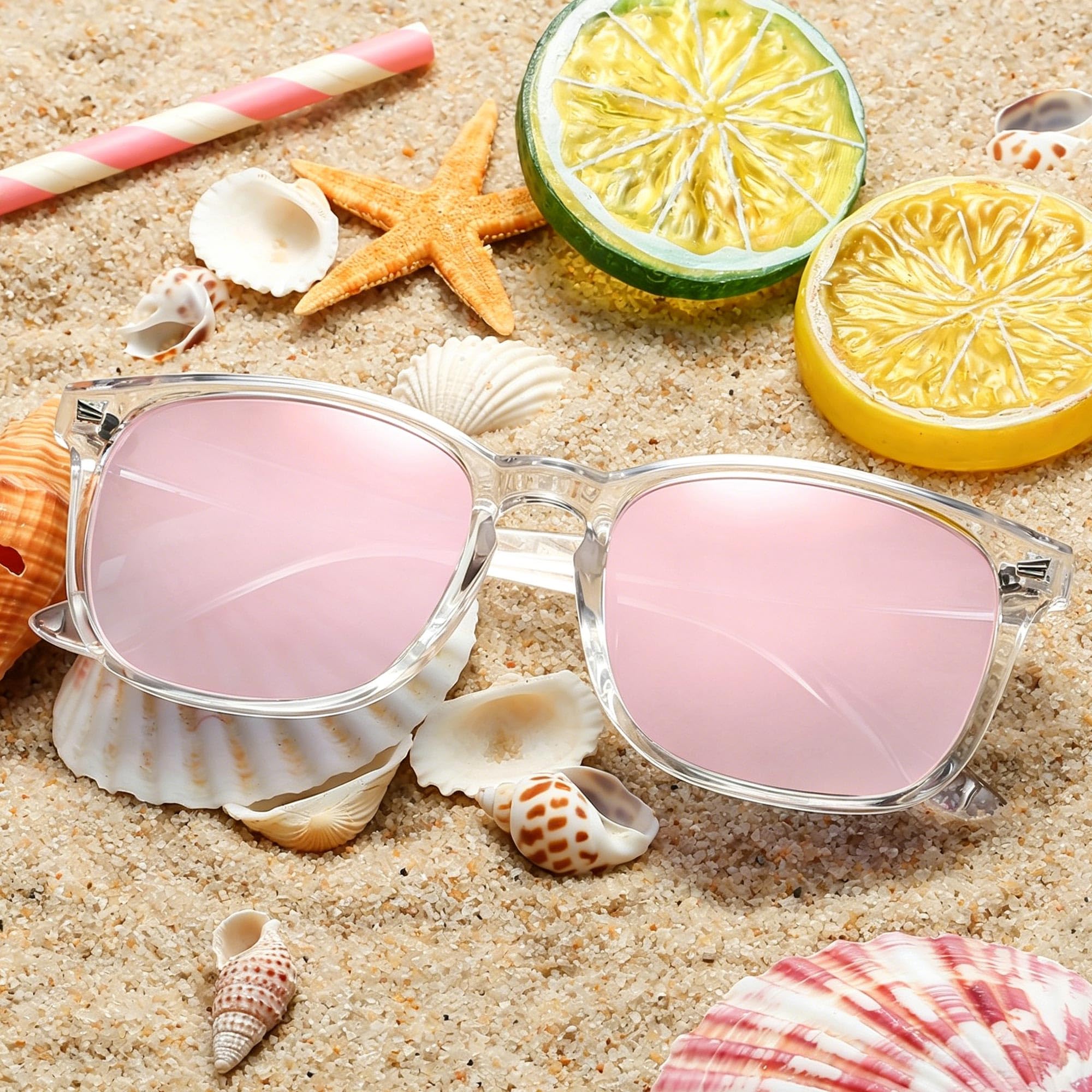 DUSHINE Lunettes de soleil polarisées pour femme Style rétro vintage Protection UV400