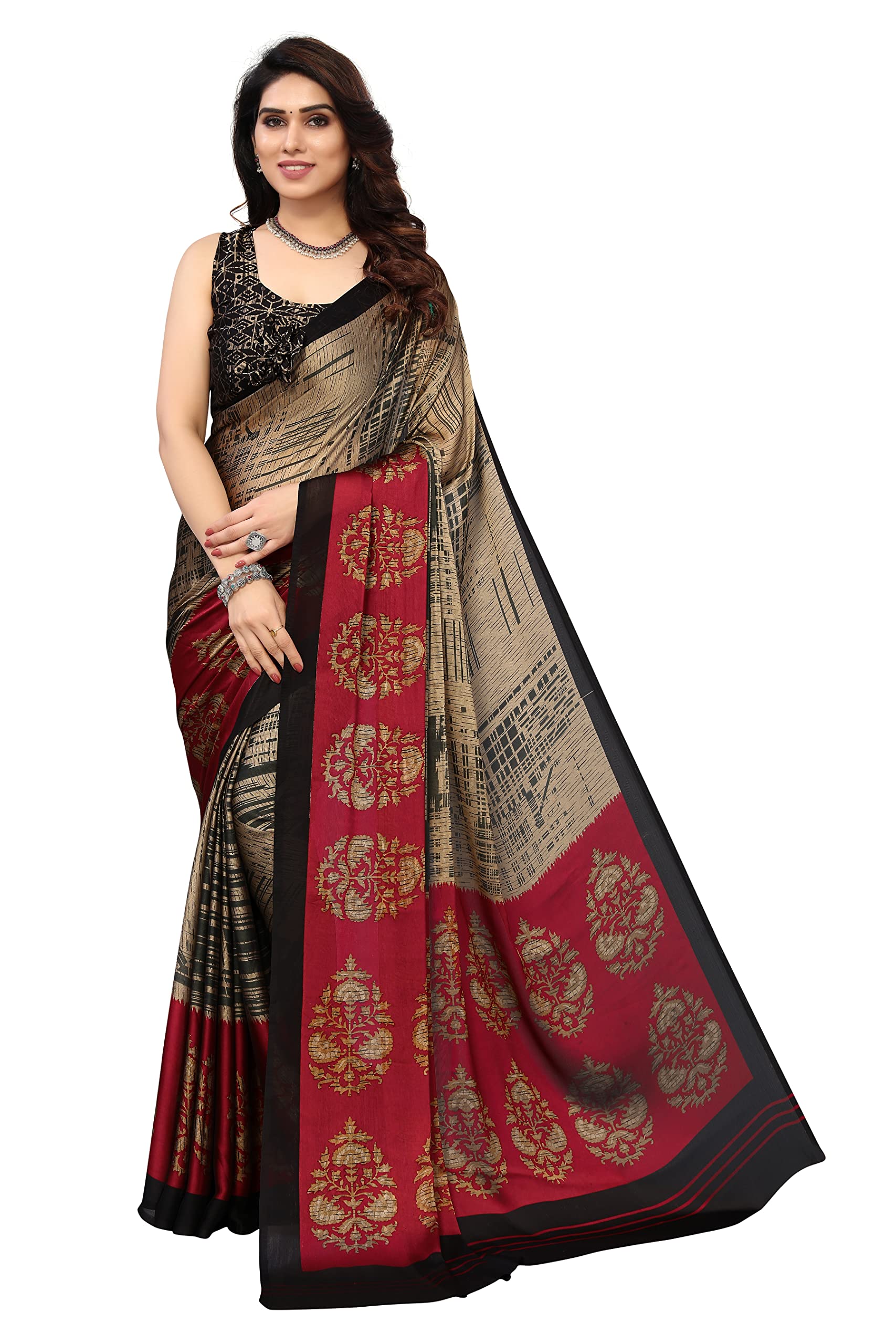 Winza DesignerWomen's Chiffon Printed Saree with Blouse Piece (PS CH Badminton)