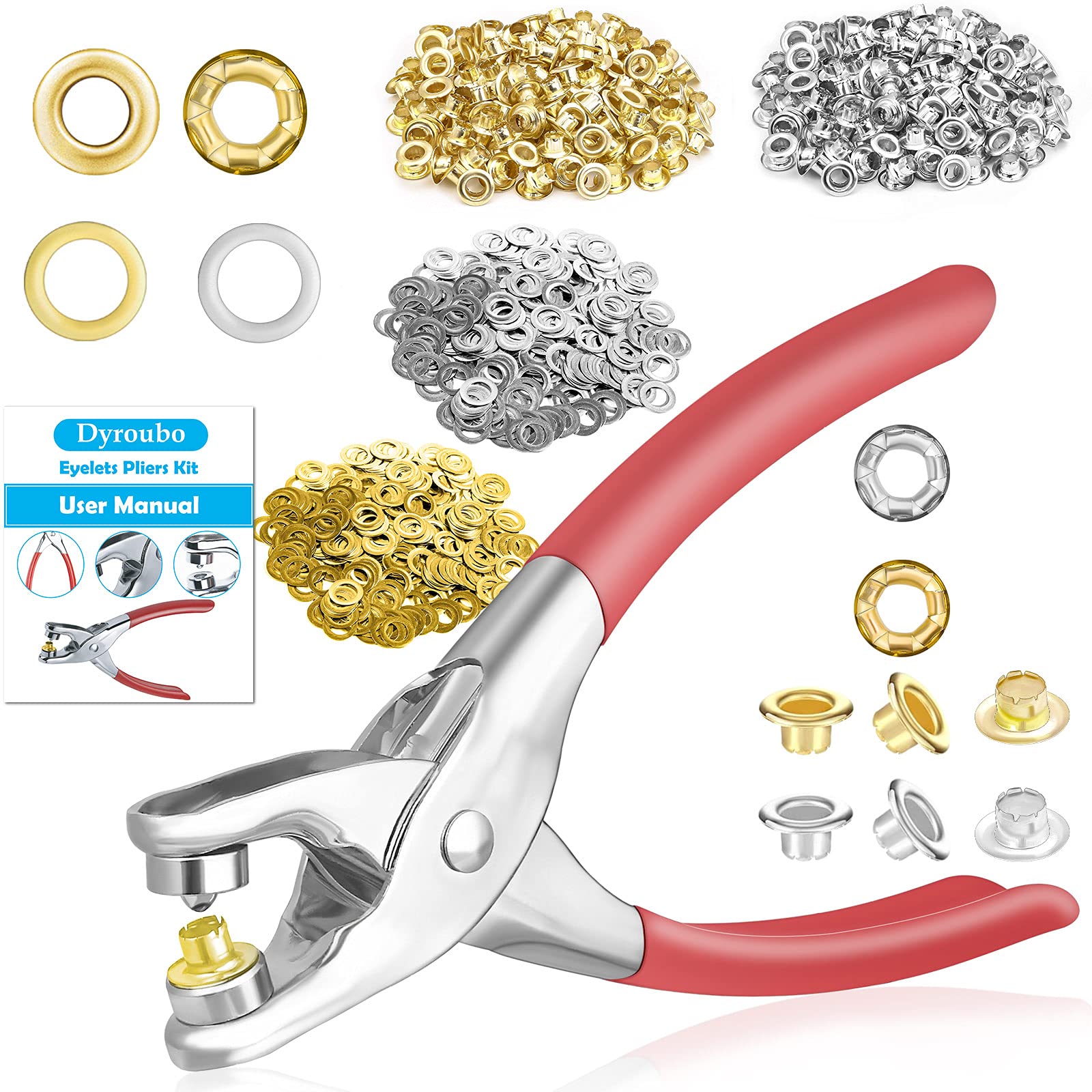 Buy 401Pcs 1/4 Inch Eyelet Grommet Hole Punch Pliers Kit, Grommet Tool