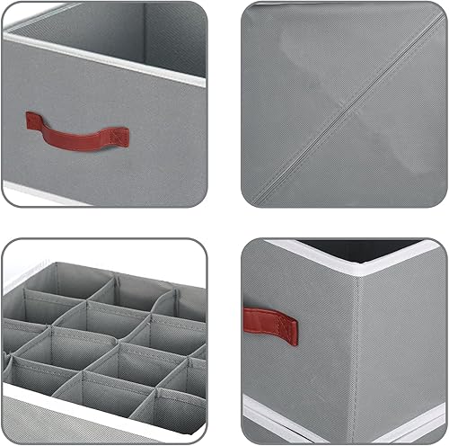 Miniatura 4 de HSD Houseware Cubos de almacenamiento plegables de tela, 3 unidades, contenedores de almacenamiento plegables para estantes, cajones de