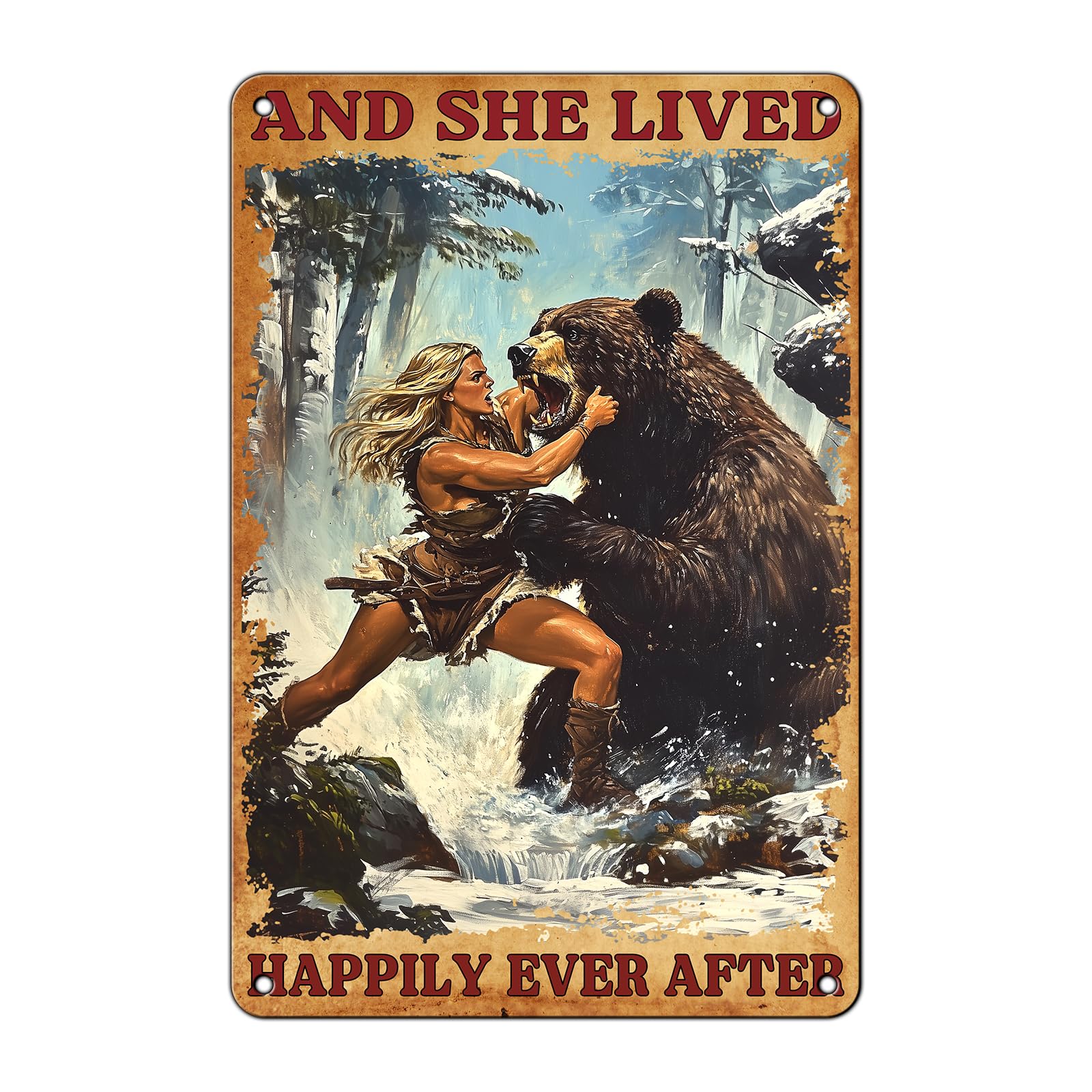 Anceky And She Lived Happily Ever After Tin Sign Vintage Metal Tin Signs Wall Decor for Living Room Backyard Garden Garage Bar 12×8 Inch
