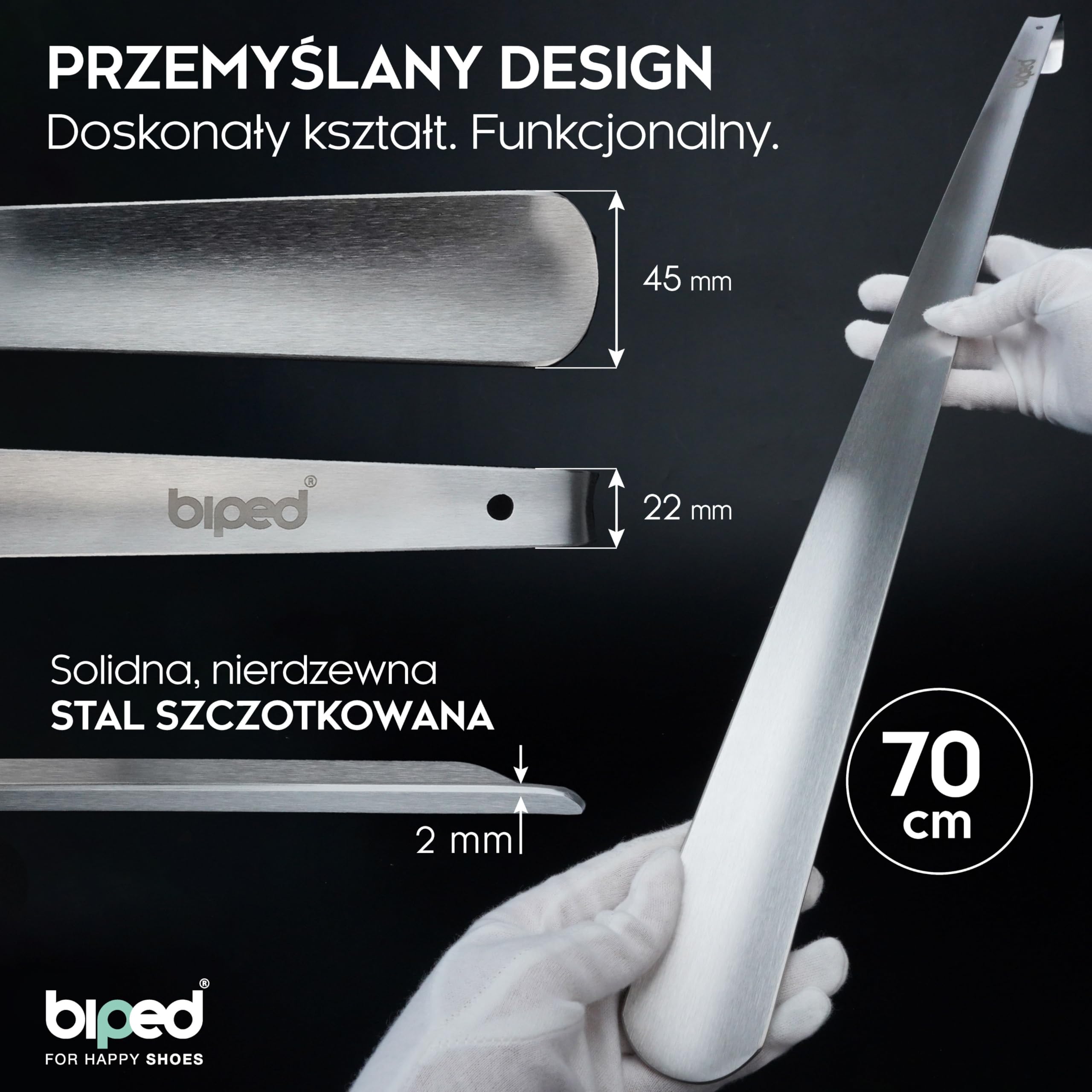 biped dluga metalowa lyzka do butow ze szczotkowanej stali nierdzewnej – bardzo solidny pomocnik w eleganckim pudelku prezentowym – ergonomiczna lyzka premium na co dzien z2932(70cm,silver)