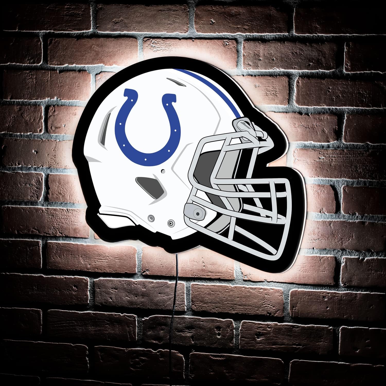 Team Sports America Evergreen NFL Indianapolis Colts Ultra-Thin LED Light Wall Sign Décor | Full Size Replica Helmet | - 19.5 x 15 Inches | Made in USA