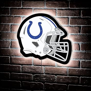 Team Sports America Evergreen NFL Indianapolis Colts Ultra-Thin LED Light Wall Sign Decor | Full Size Replica Helmet | - 19.5 x 15 Inches | Made in USA