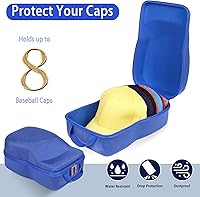 Vista 3 de khanka Estuche de transporte rígido compatible con gorras de béisbol. Este organizador protege hasta 8 sombreros (azul)
