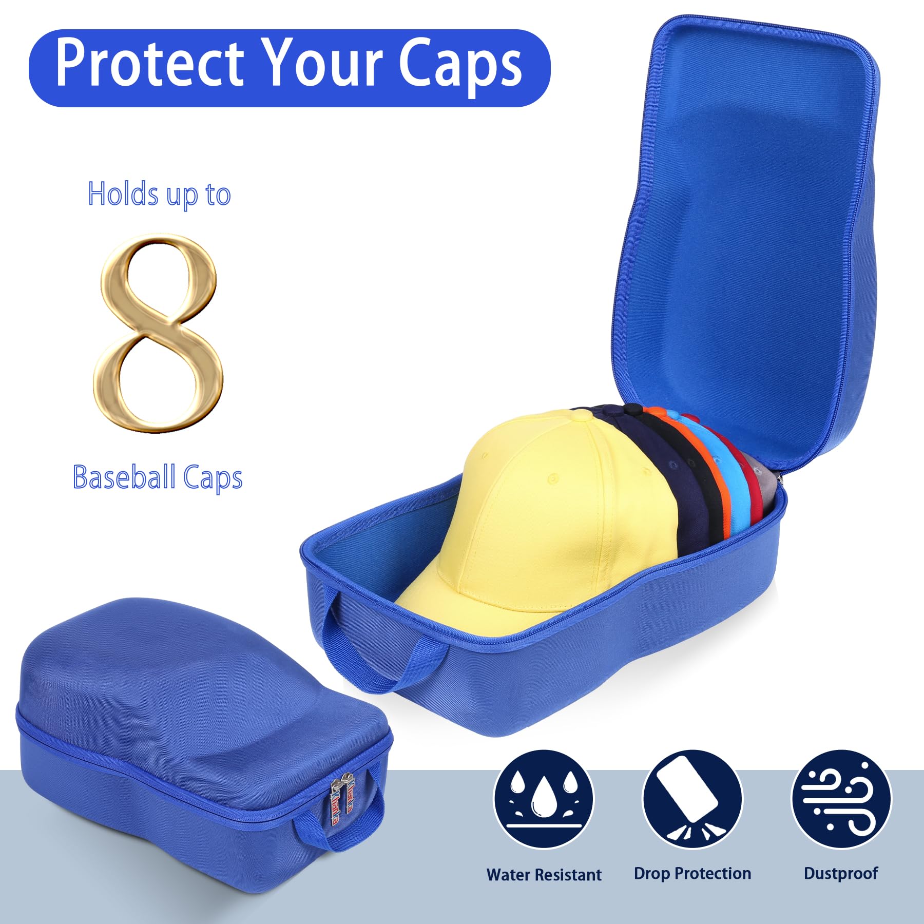 khanka Bolsa de Transporte rígida Compatible con Gorras de béisbol. Este Organizador Puede Proteger hasta 8 Sombreros