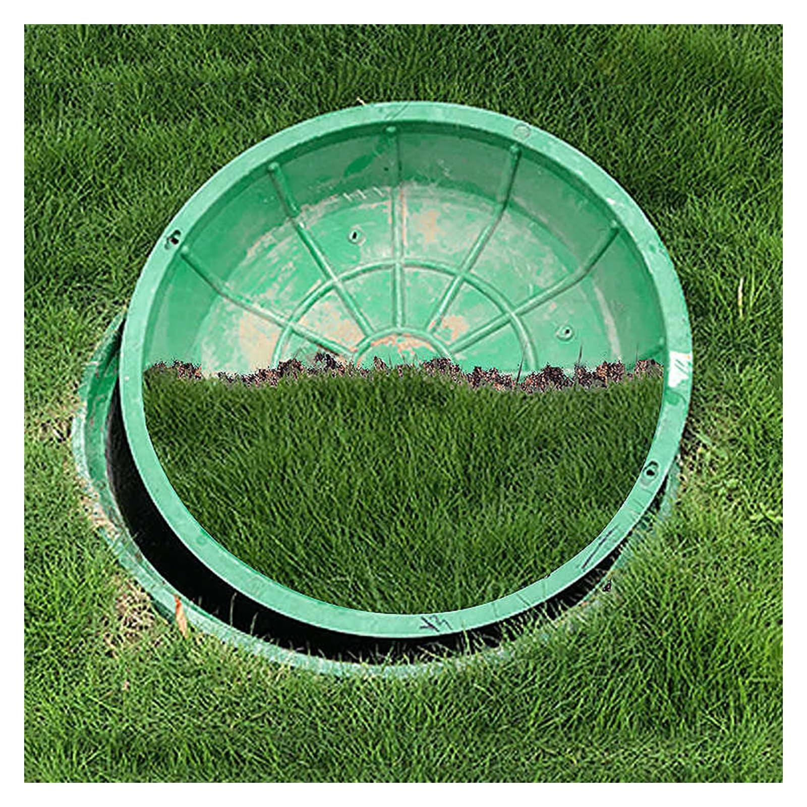 GJMSSMY Round Resin Manhole Cover for Grass, Portable Embedded Manhole Cover and Frame, Recessed Circular Resin, Invisible