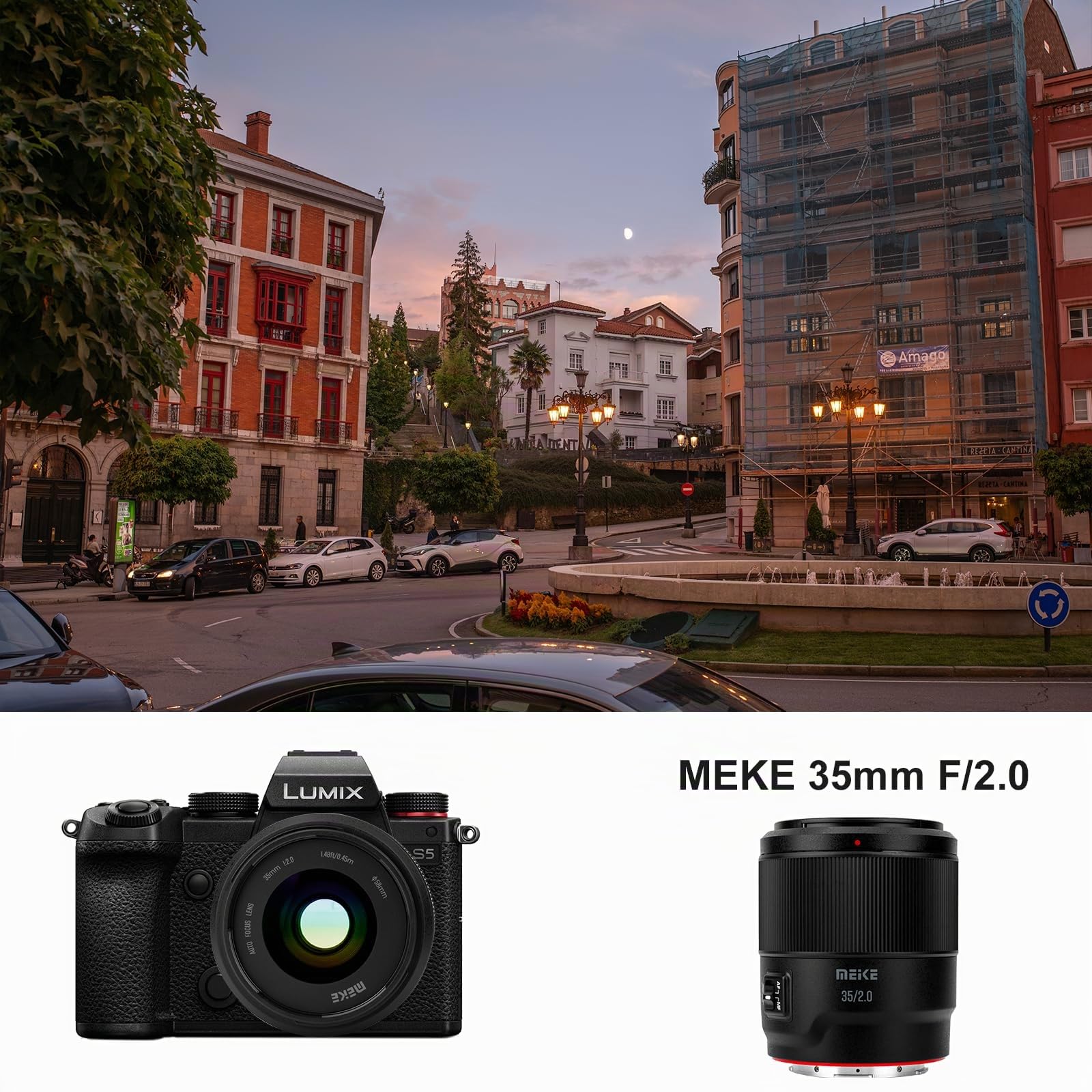 Meike Obiettivo grandangolare F2.0 da 35 mm F2.0 AF STM (motore passo-passo) con messa a fuoco automatica fissa per fotocamere mirrorless Panasonic Lumix Sigma Leica L-Mount S1 S1R S1R II S1H S5 FP SL