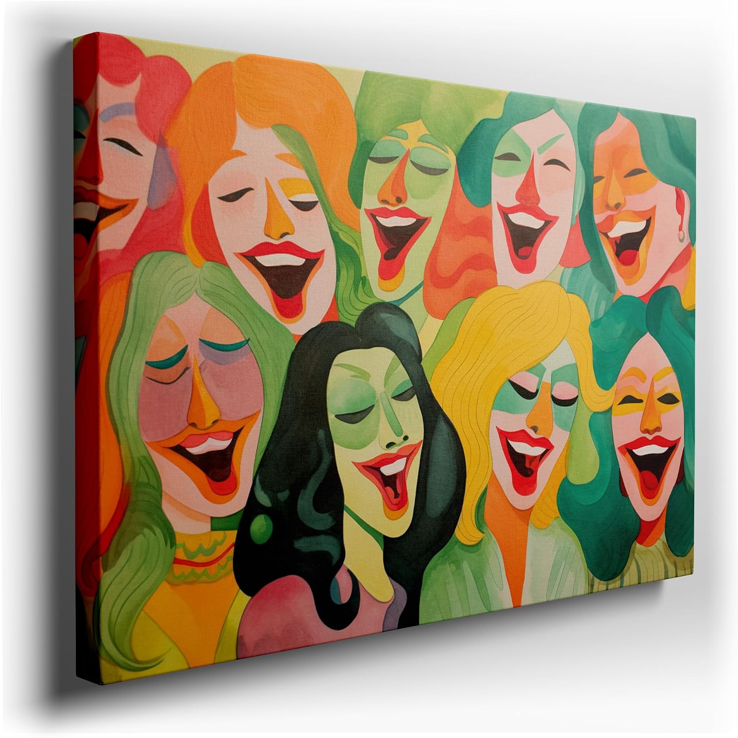 Canvas for Living Room. United in Laughter: A Vivid Tapestry of Joyful Diversity, 27 x 18 inch Canvas Wall Art - Contemporary Masterpieces - Modern Home Decor
