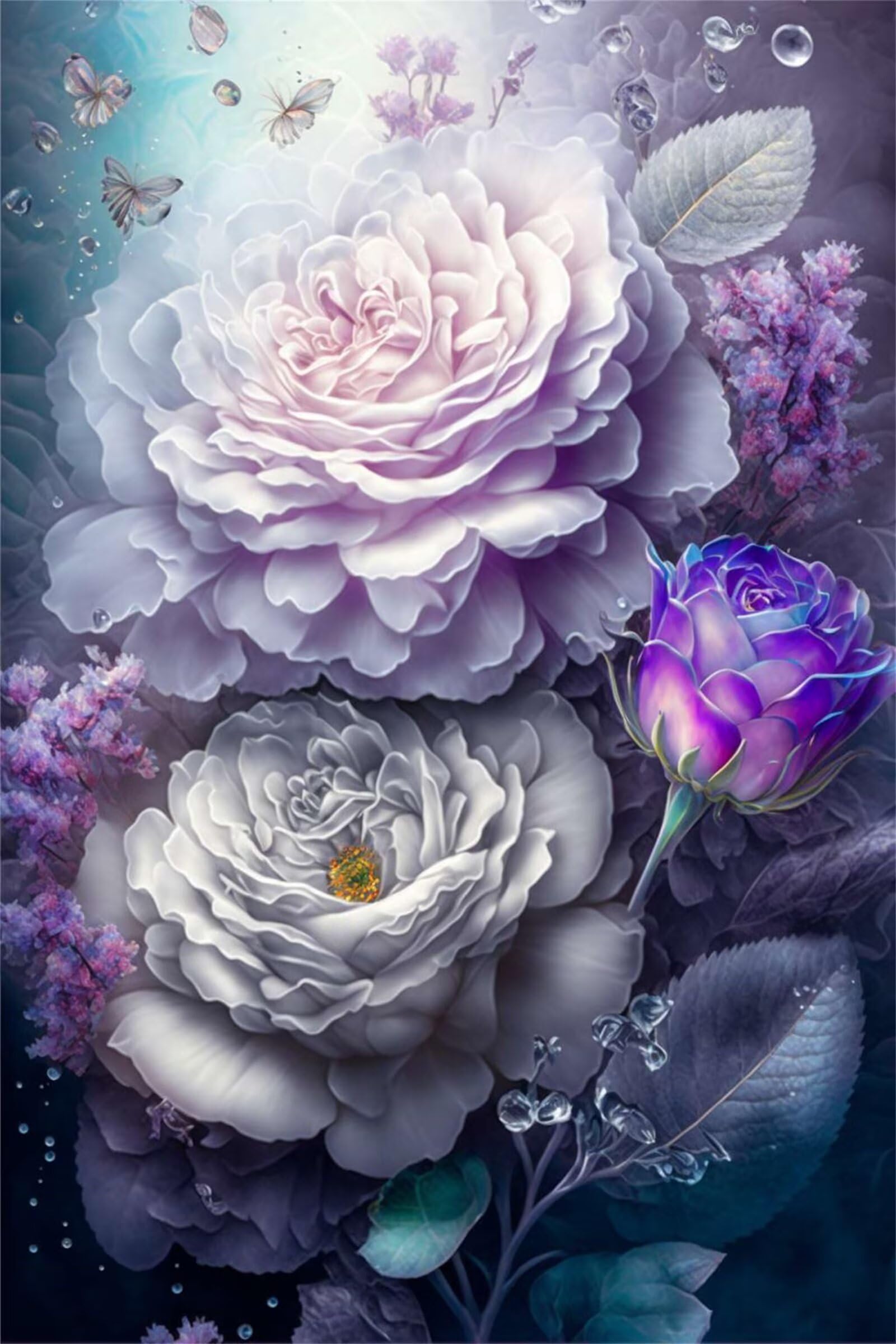 Puzzle dla dorosłych, 700 elementów, jasnofioletowe róże, grafika, puzzle 52 x 38 cm, kolorowe puzzle "zrób to sam" do dekoracji domu, rodzinne puzzle dla początkujących i dzieci