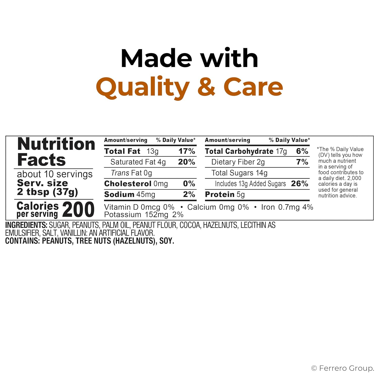 Nutella Peanut Spread With Cocoa, Smooth and Creamy, for Afternoon Snacking, Family Gifts, Unique Snacks, 13 oz