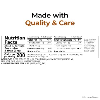 Nutella Peanut Spread With Cocoa, Smooth and Creamy, for Afternoon Snacking, Family Gifts, Unique Snacks, 13 oz