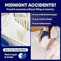 Vista 3 de Sábanas bajeras desechables de PEELAWAYS, protector de colchón 100% impermeable diseñado especialmente para la incontinencia, lujosamente suave, se