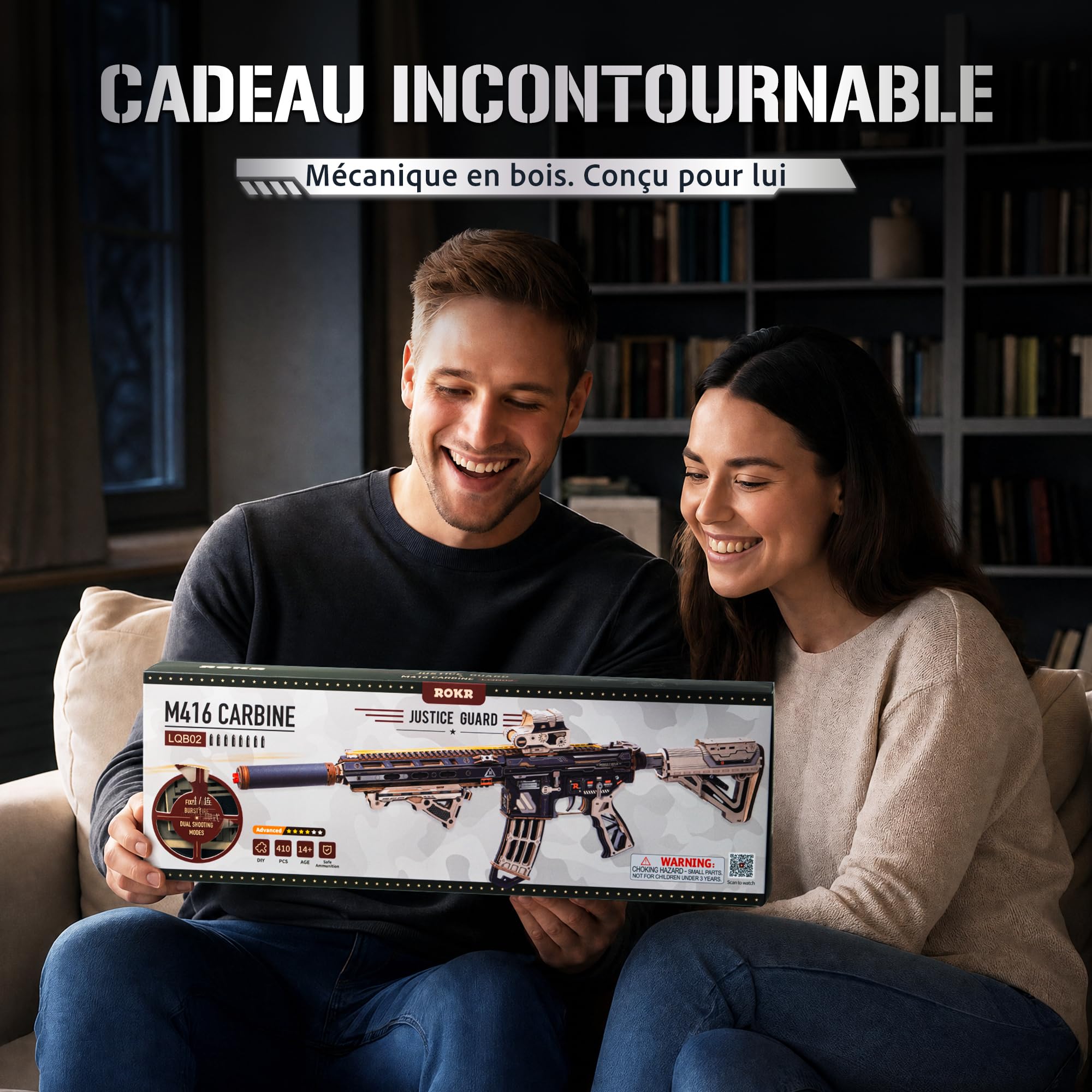 ROKR Puzzle 3D Bois Maquette à Construire pour Adultes – Modèle Mécanique Technique avec Élastique, Kit de Construction DIY, Idée Cadeau Artisanal Original pour Homme et Femme, LQB02