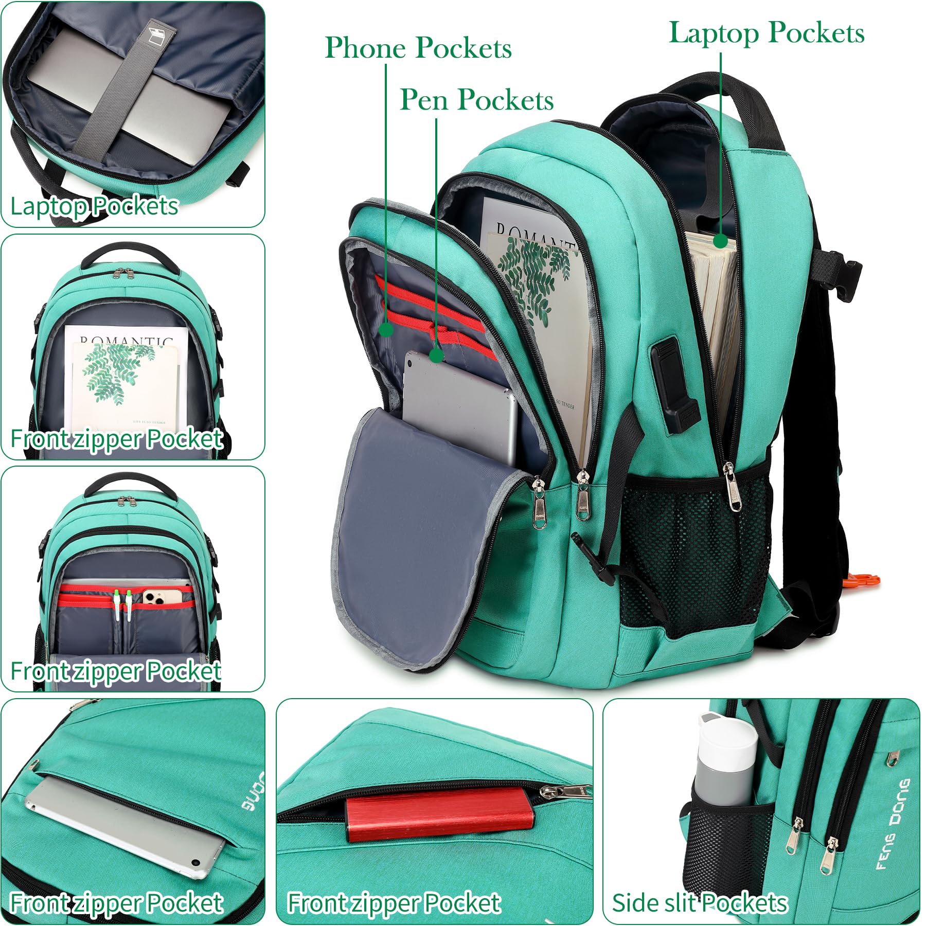 Amazon.com: FENGDONG 17.3 inch Large Laptop Backpack Durable Waterproof Travel College Backpack Bookbag for Men & Women Business Backpack with USB Charging Port,Headset Port Light Green : Electronics Amazon.com: FENGDONG 17.3 inch Large Laptop Backpack Durable Waterproof Travel College Backpack Bookbag for Men & Women Business Backpack with USB Charging Port,Headset Port Light Green : Electronics