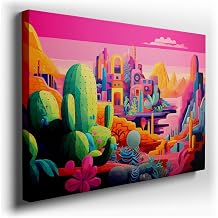 Wall Decor: Majestic Desert Cacti and Colorful Rock Formations at DuskWall Decoration, Canvas Wall Decor, Arts Wall Decoration, Decor for Office, Bedroom Wall Design. Size: 100x66 cm (39x26 inch)