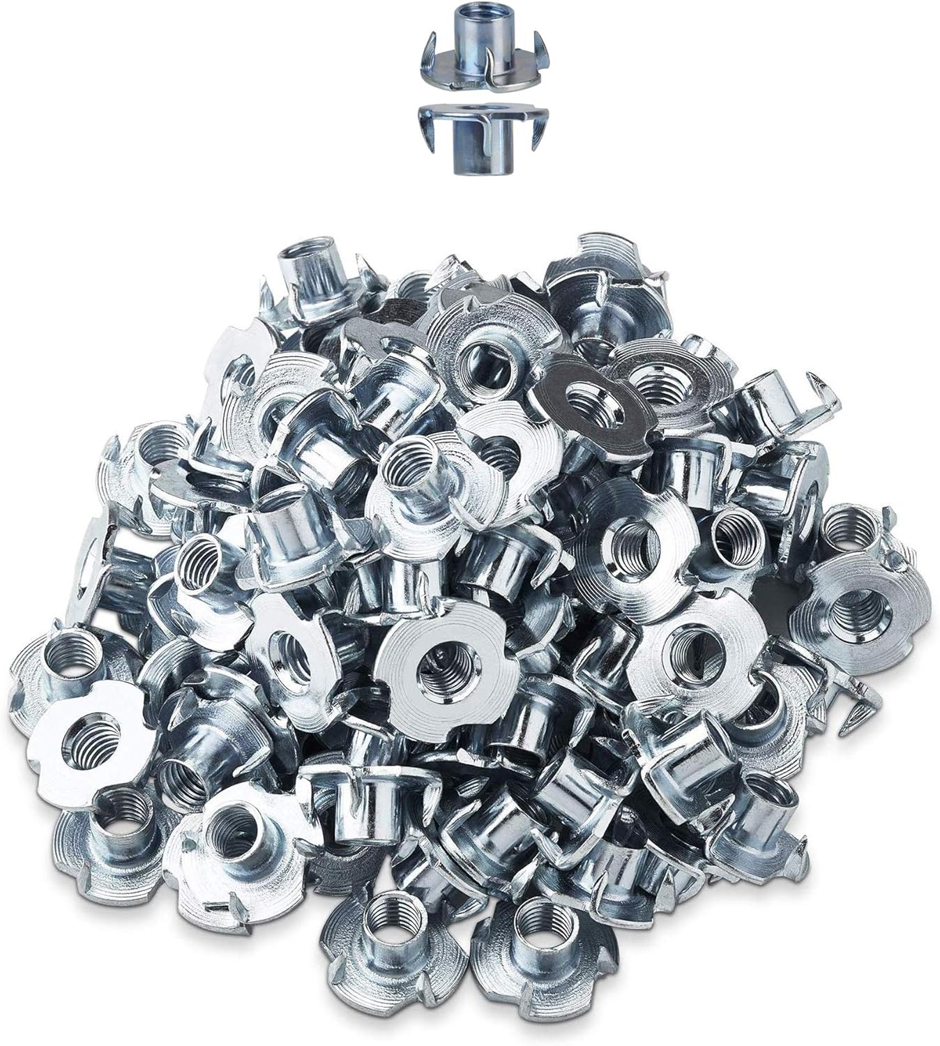 LIKERAINY 4 Pronged Tee Nuts M6 x 10mm Metal TNut Furniture Threaded
