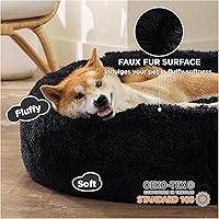 Vista 2 de Bedsure - Cama relajante para perros medianos - Cama lavable para mascotas en forma de dona, 30 pulgadas, antideslizante, redonda, de felpa mullida