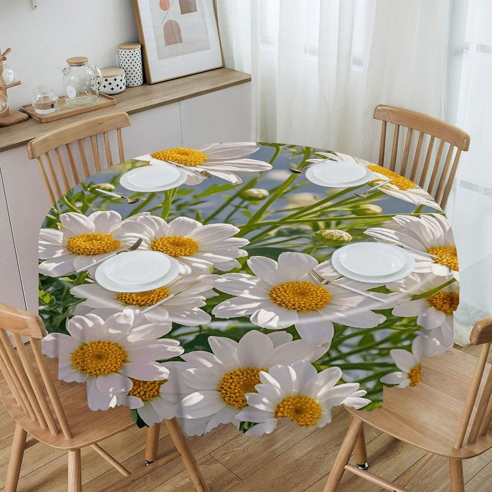LZQPOEAS Lots of Flowers-png Round Tablecloth Rustic Circle Table Cloth Wrinkle Resistant Decor Tablecloth Waterproof Washable Table Cover for Kitchen Party Dining Table 60 Inch
