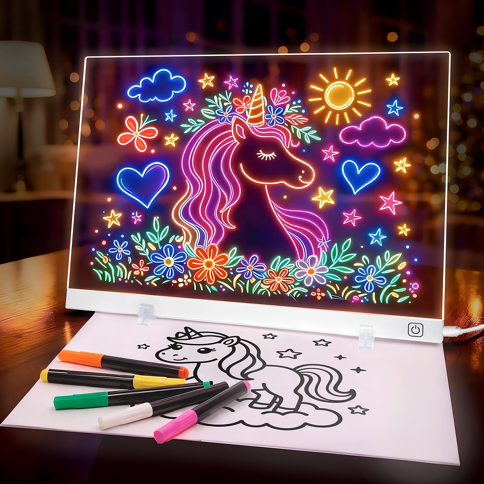 Photo 1 of ***PARTS ONLY **** 16.5" Led Drawing Board for Kids, Light Up Drawing Pad, Dry Erase Note Board with 12 Light Effects, Glow Doodle Board with 7 Markers | Screen-Free Creative Fun | Christmas Birthday Gift for Girls Toys