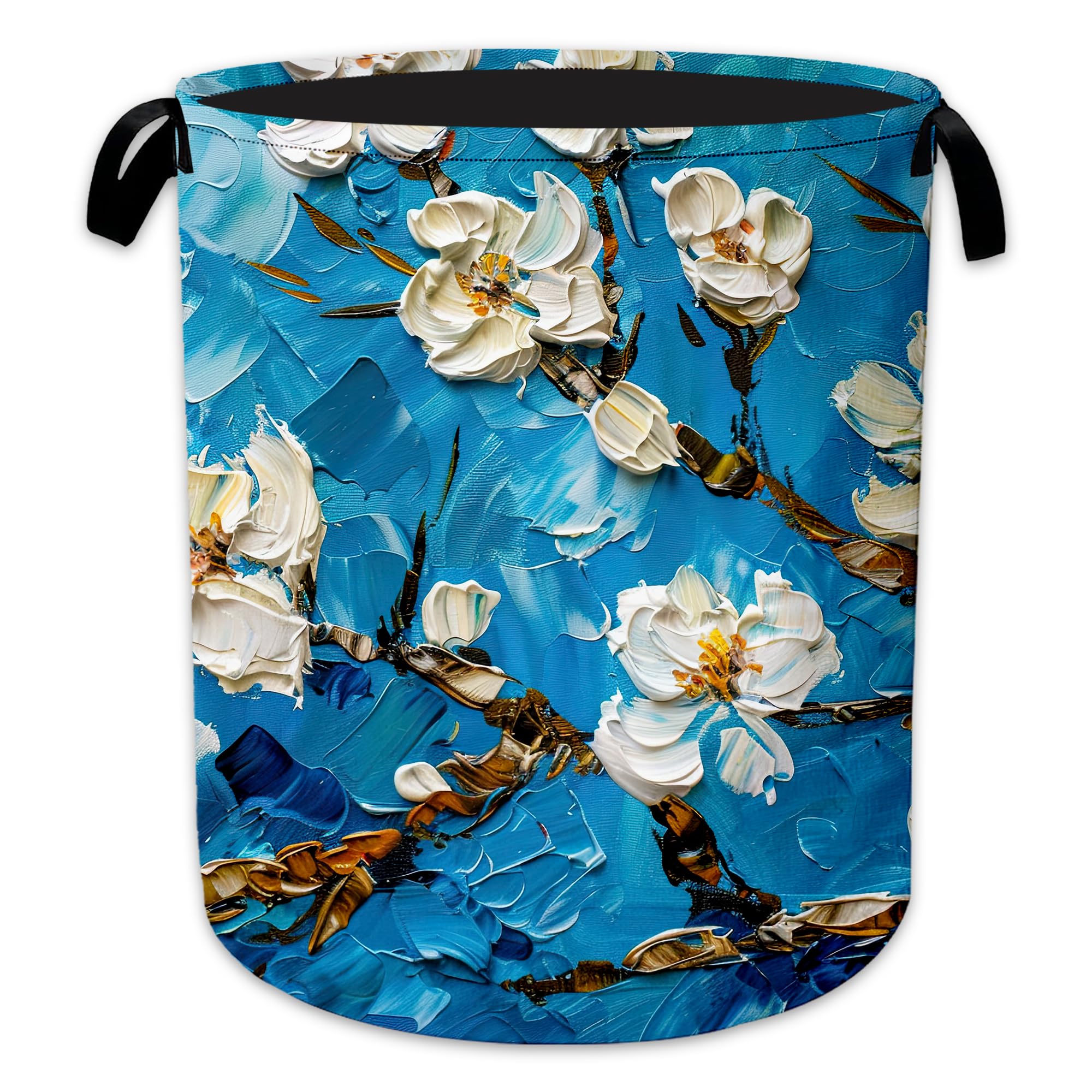 Retro Apricot Blossom Laundry Hamper, Laundry Baskets, Waterproof Oxford Cloth for Room/Bathroom/Bedroom/Dormitories 16x20.8 Inch
