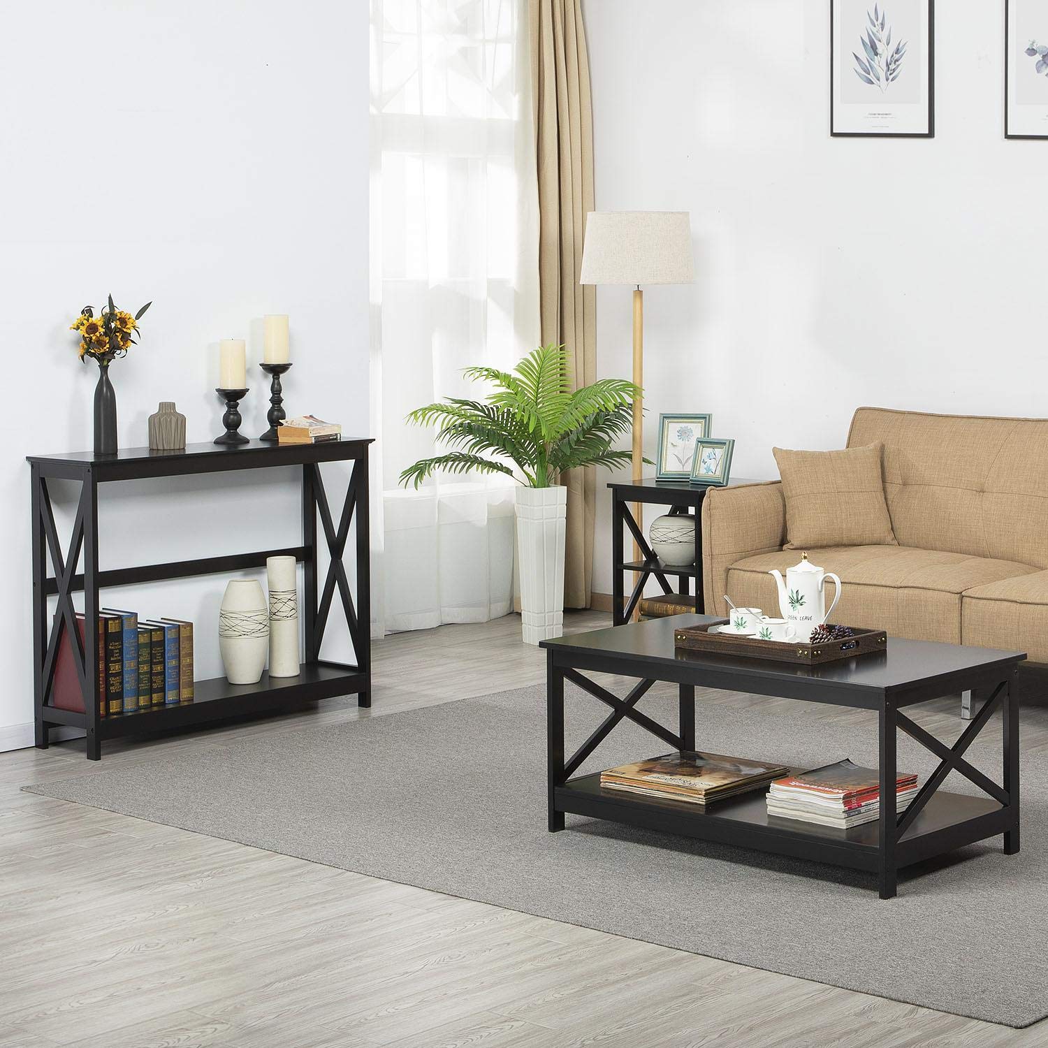 ローテーブルStainless Modular 2tier Sofa Table Amazon.com: Yaheetech Modern Living Room 2-Piece Table Sets