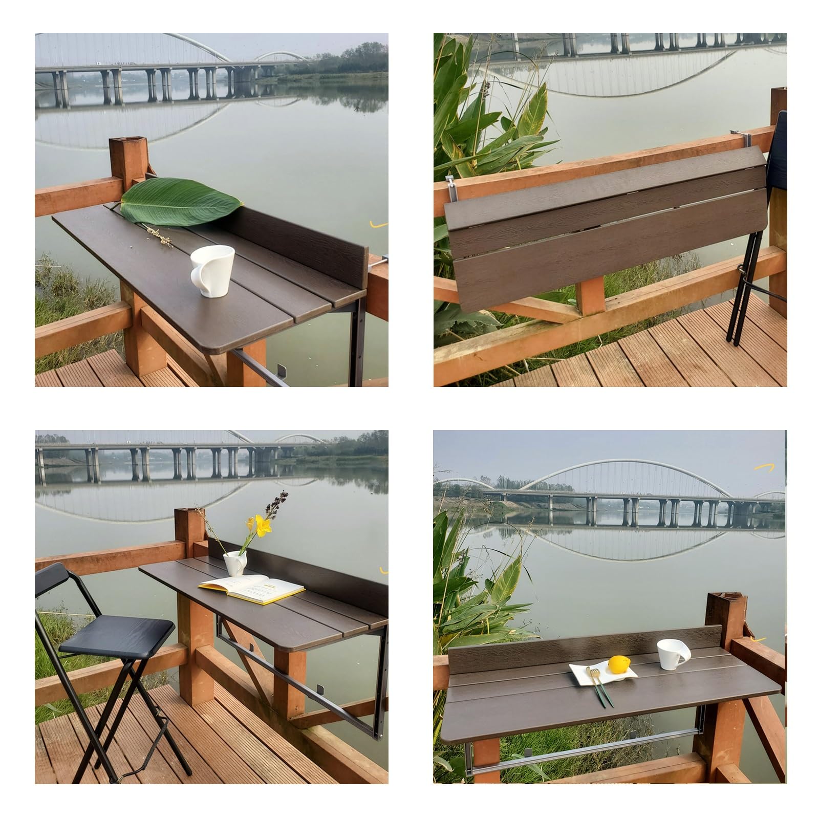 Balkon wiszący stół, regulowany, taras, składany stolik pomocniczy na zewnątrz, na werandę, ogród, balkon (80 cm)