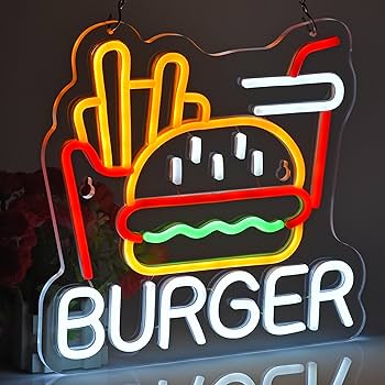 Amazon | JOMOBUTY ハンバーガー Humburgerネオンサイン 多階段
