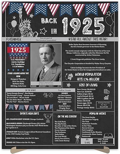 Regalos para fiesta de cumpleaños número 98 póster de aniversario de 98 años para hombres o mujeres. Suministros de fiesta de vuelta en 1926. Ideas