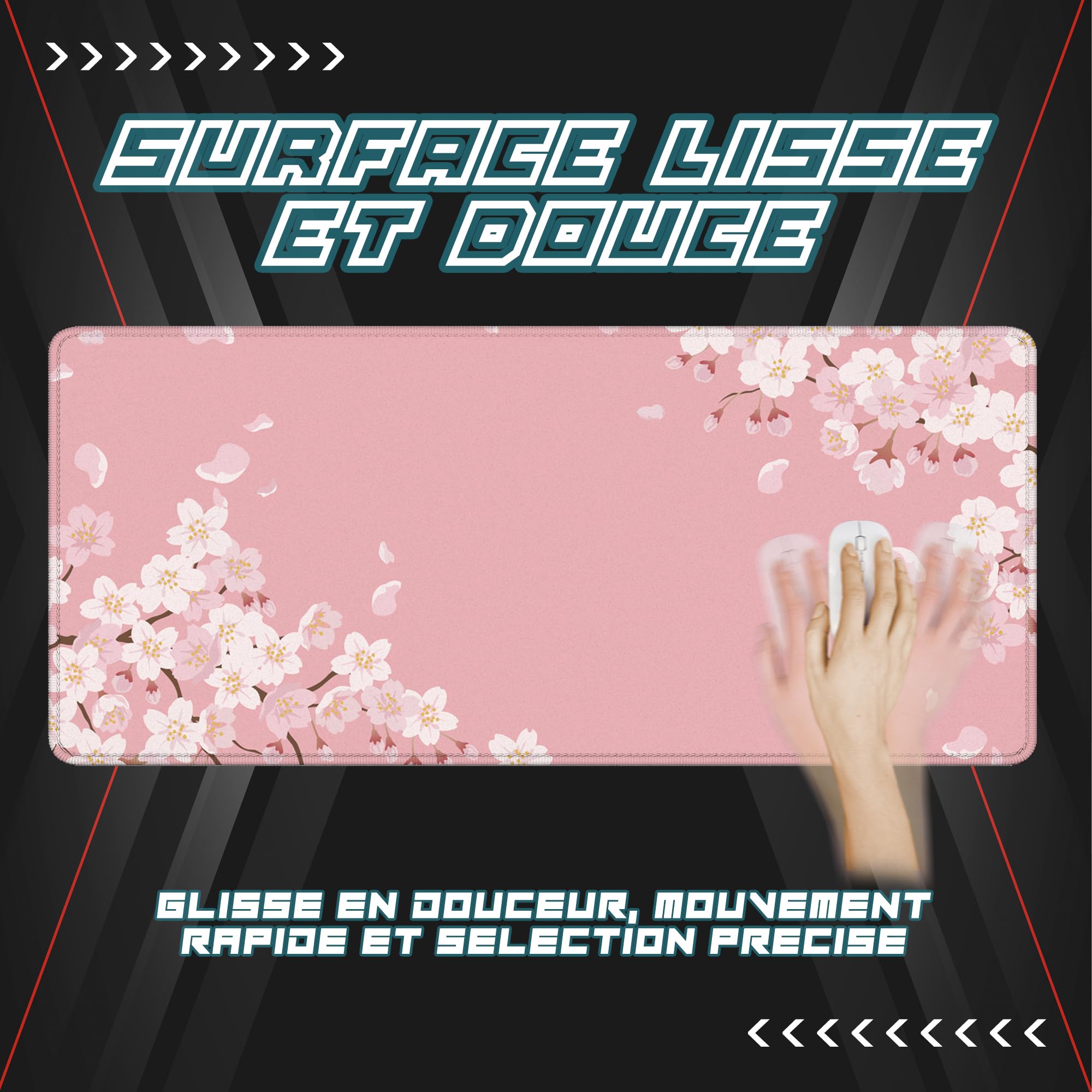 Grand Tapis De Souris XXL Gaming 90x40cm Rose Sakura