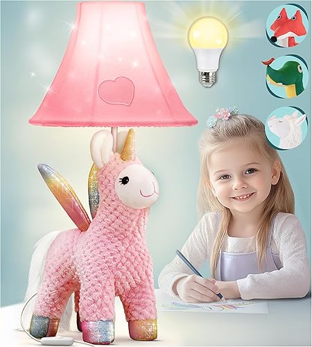 Lámpara de unicornio para dormitorio de niñas, 19.7 pulgadas, lámpara de niñas para habitación de niños, bonitos regalos de Navidad, regalos de