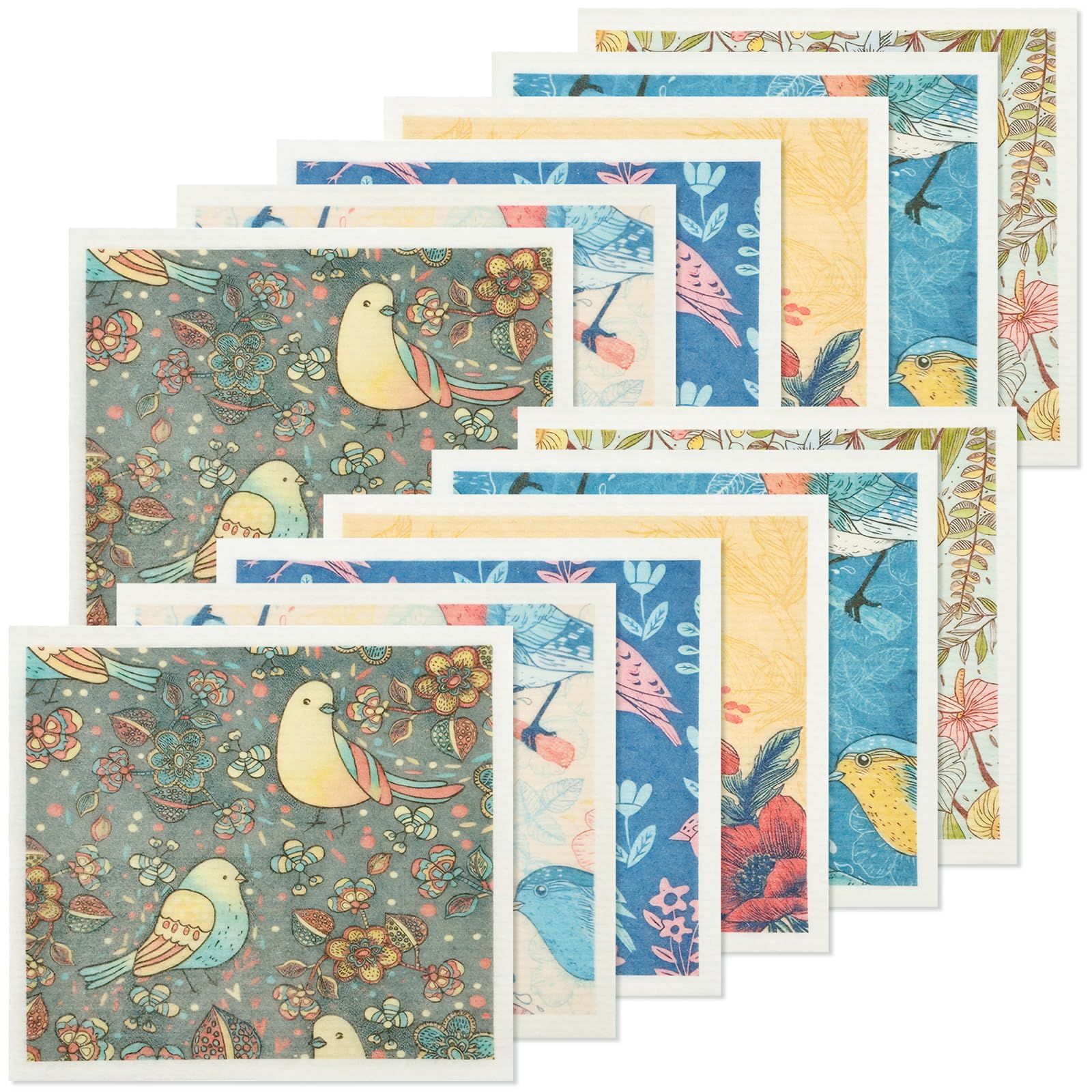 Zejexxb Bird 12Pcs Swedish Dishcloth Set Reusable Kitchen Cellulose Dish Cloths Ecofriendly Absorbent Dish Rags Washable Quick Drying Dishcloth Towels For Cleaning In The Kitchen (Bird 12Pcs)