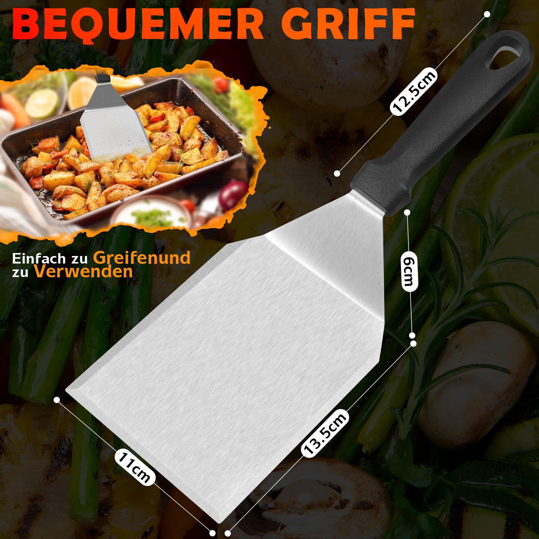 Set de spatules pour barbecue en acier inoxydable avec grande spatule pour barbecue Smash Burger Set idéal comme presse à burger smashed burger presse à burger Spatule