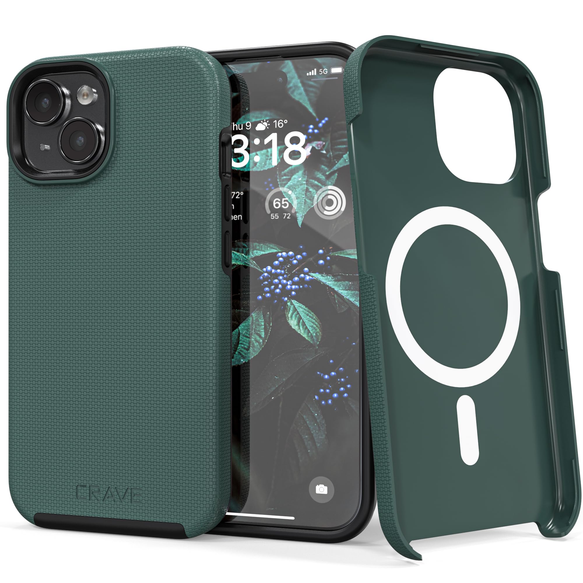 Crave Dual Guard Compatible with iPhone 15 Case, Compatible with MagSafe Shockproof Protection Dual Layer Case for Apple iPhone 15 (6.1") - Forest Green