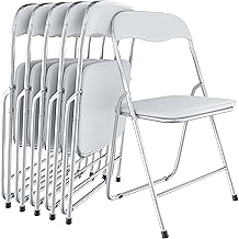 Set da 6 Sedie Pieghevoli Slim in Metallo, Comode Sedie Salvaspazio Portatili per Interno Esterno Ufficio Casa Campeggio Giardino Ospiti con Seduta Imbottita Design Moderno 44 x 44 x 78 cm (White)