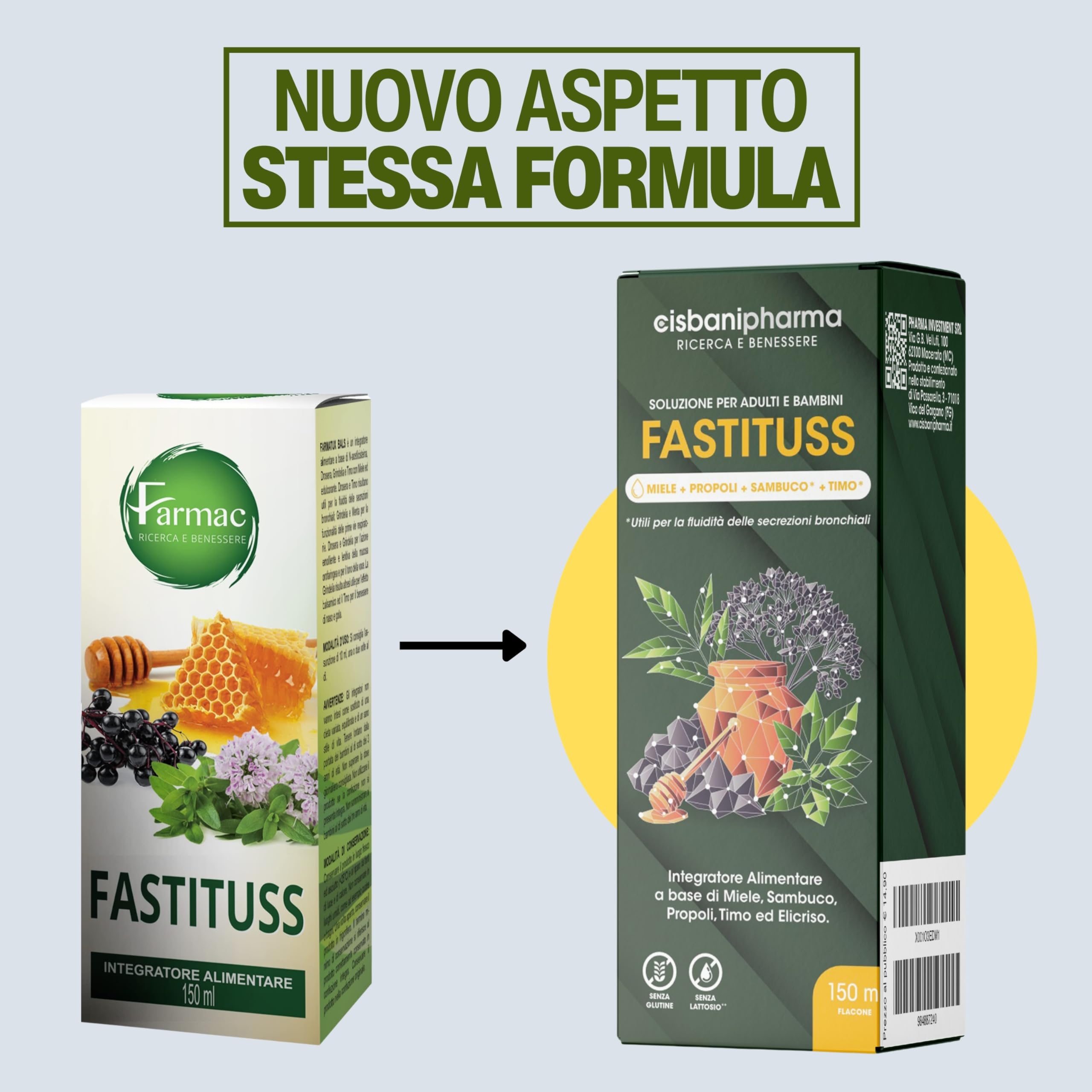 CISBANI PHARMA Sciroppo tosse secca e grassa e mal di gola a base di Sambuco, Miele, Propoli, Timo ed Elicrisio - Emolliente e lenitivo - Flacone 150 ml, per Adulti e Bambini