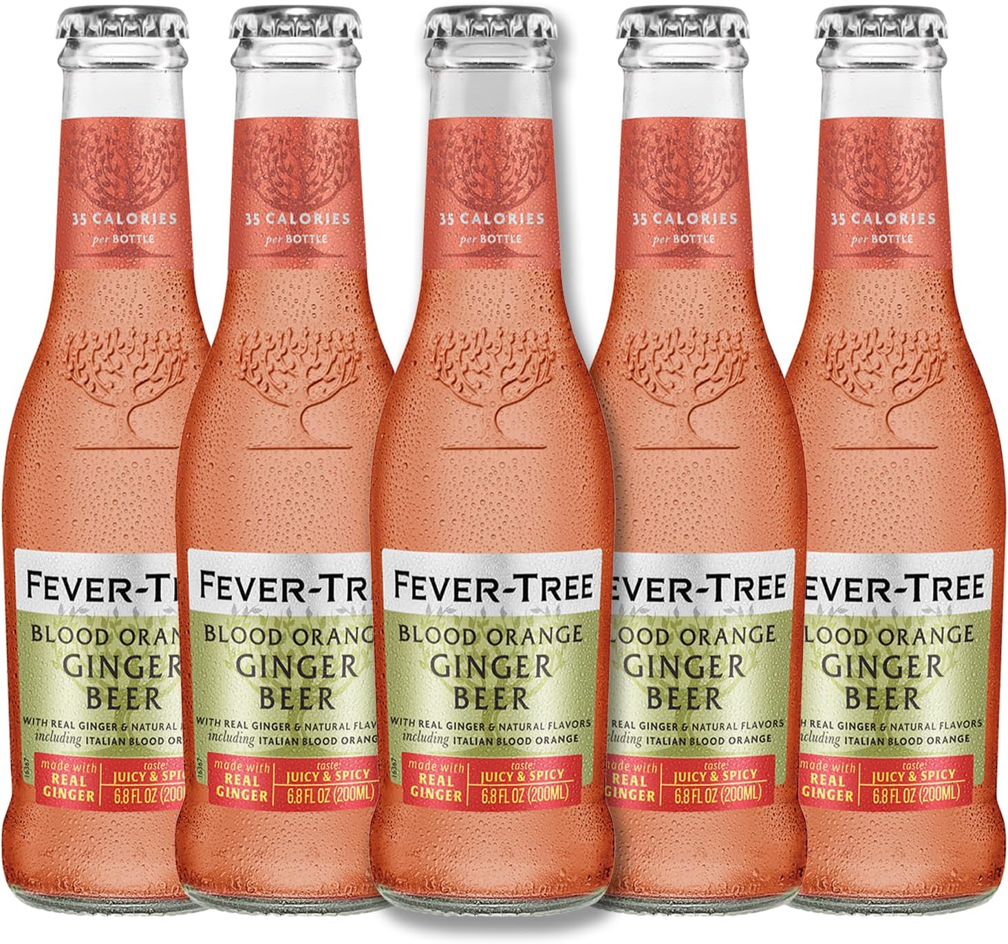 Fever Tree Blood Orange Ginger Beer - Premium Quality Mixer - Refreshing Beverage for Cocktails & Mocktails 200ml Bottles