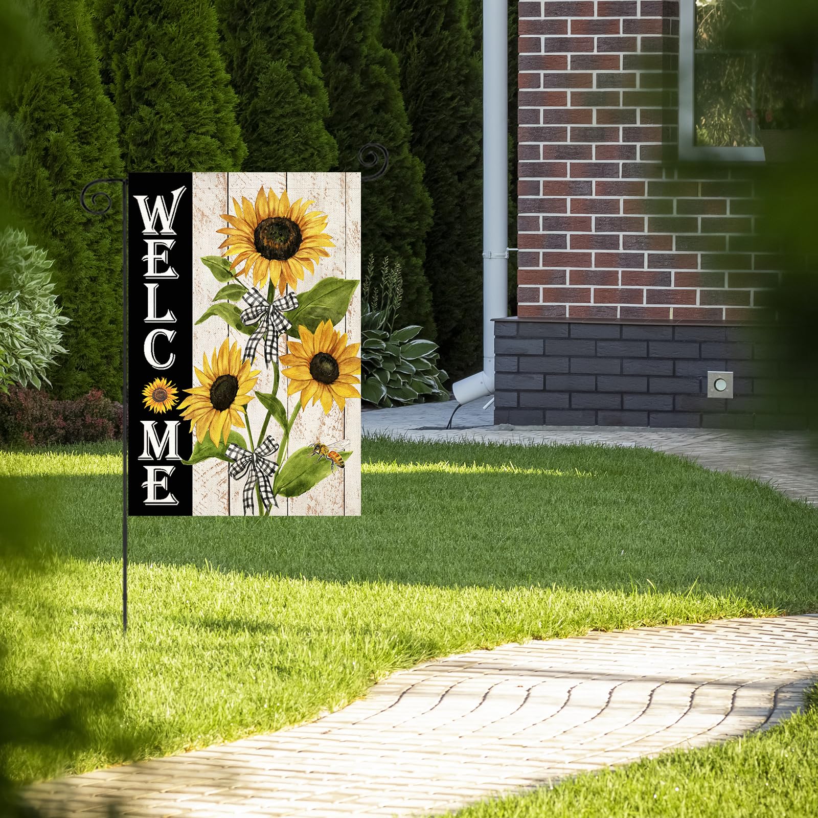 Starlit Gartenflagge Sonnenblumen Willkommen - 30,5x45,7cm, Doppelseitig, Wetterfest Für Terrasse & Garten