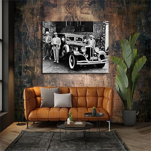 Miniatura 4 de Póster retro de gángster, ametralladora de auto, foto antigua en blanco y negro, impresión en lienzo, decoración de pared inspiradora, decoración