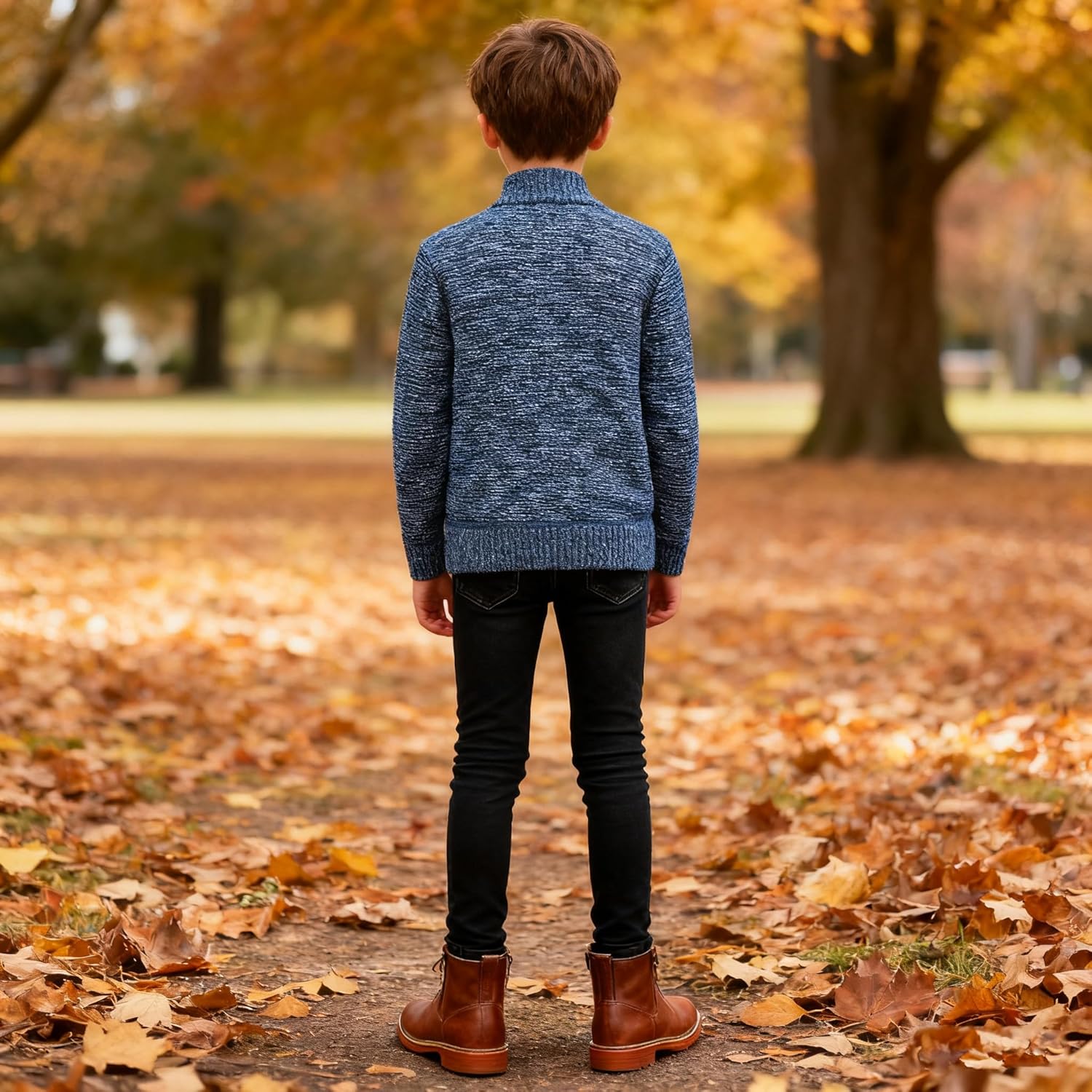 Lamgool Boys Cardigan Sweater Full Zip Knitted Thicken Coat with Soft Fleece Lining for Fall Winter - Image 4