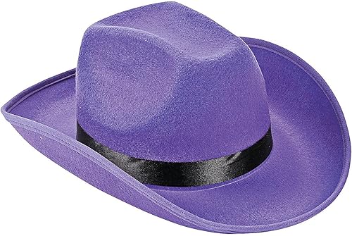 Fun Express Sombrero de vaquero o vaquera morado - Sombrero de disfraz para adultos para Halloween, fiestas y juegos