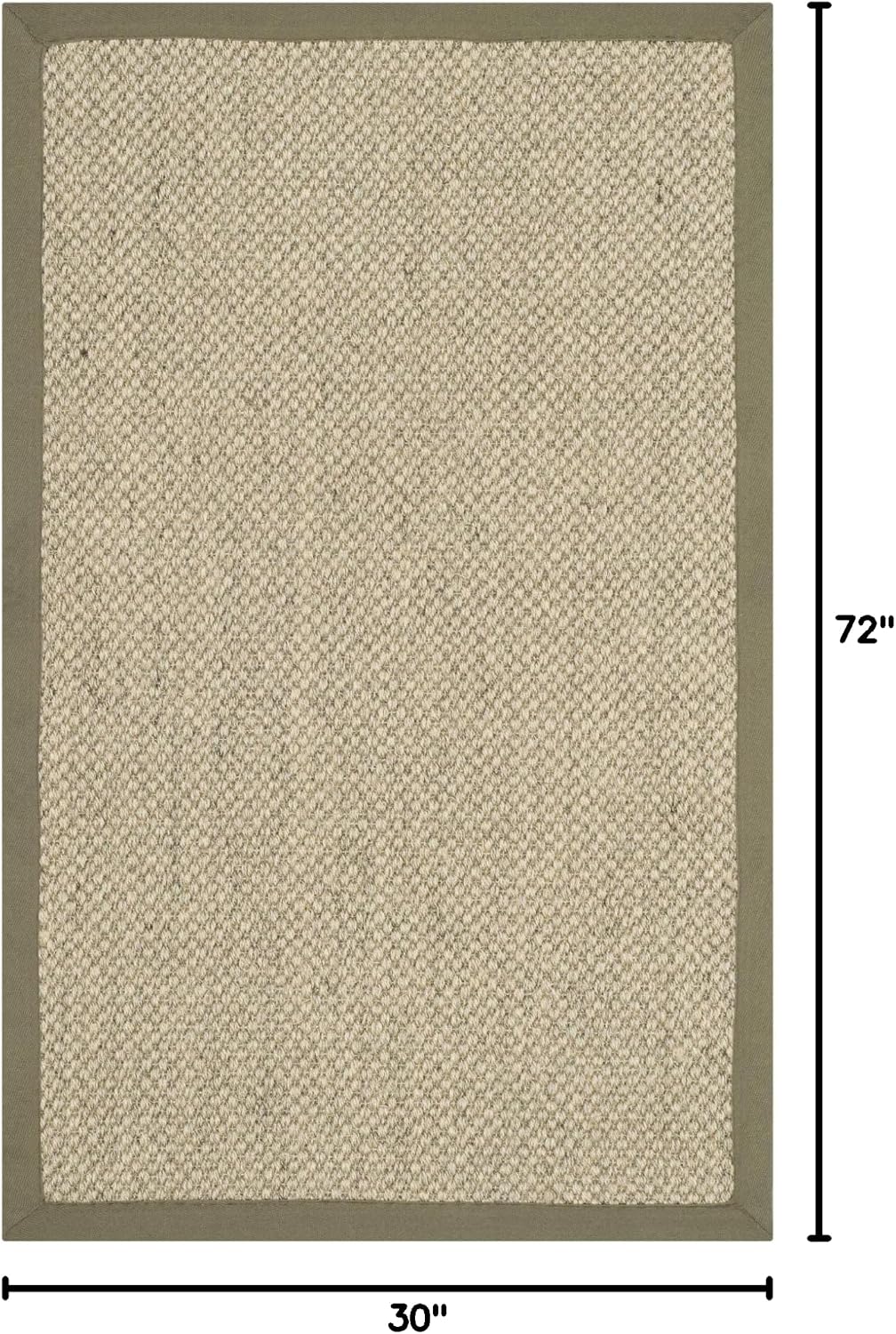 SAFAVIEH Natural Fiber Collection Runner Rug - 2'6" x 6', Natural & Green, Sisal, Woven Design with Border (NF443C)