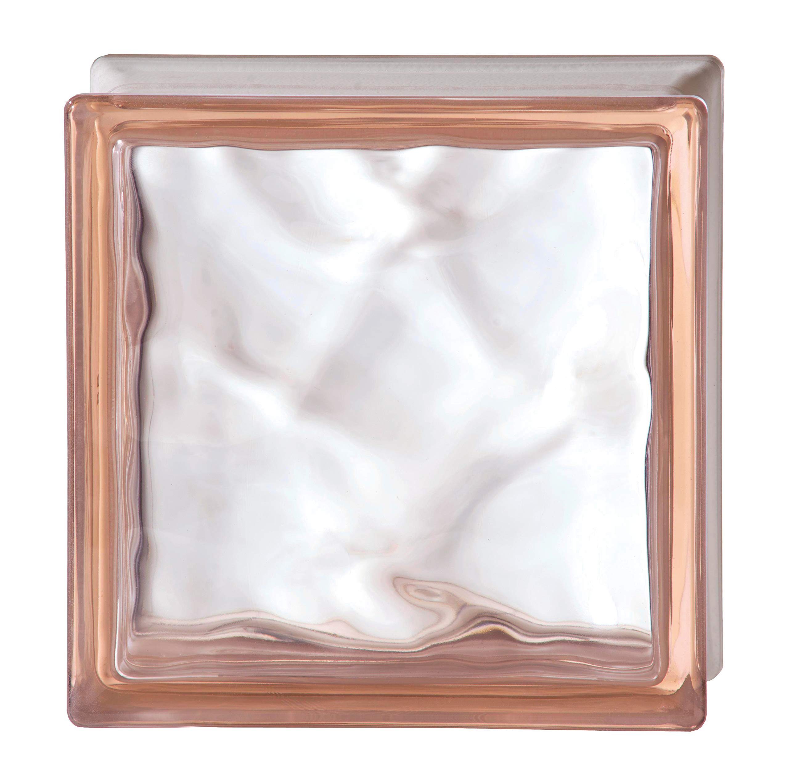 Bloque de vidrio Bormioli Rocco Ondulado Rosa Cipria | cm 19x19x8 | Unidad de venta 1 caja de 6 pzas de bloques de vidrio