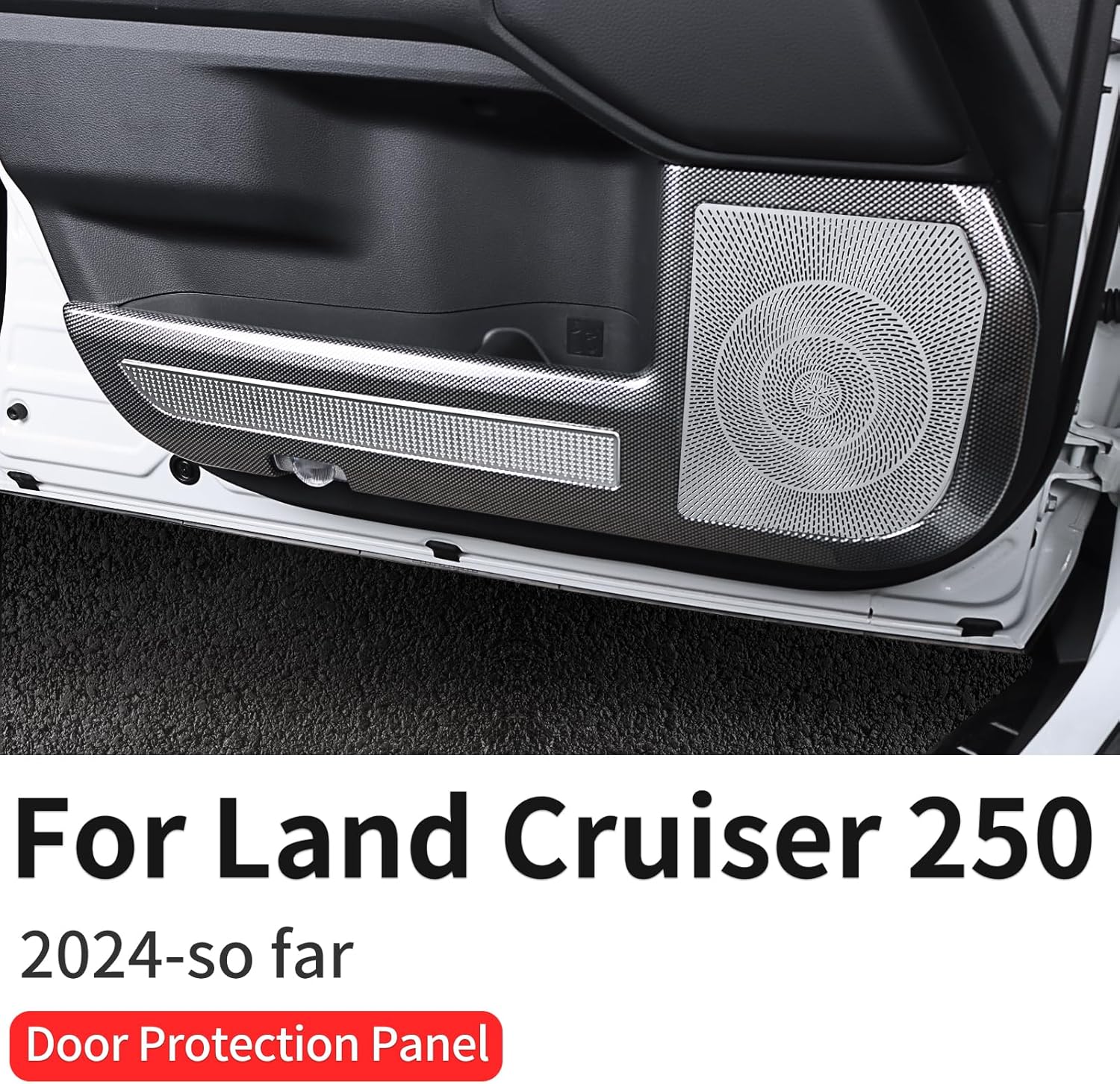 Car Door Kick-Proof Panel Suitable for 2024 2025 2026 Toyota Land Cruiser 250 1958 Prado Carbon Fiber Pattern Interior Protective Cover Anti-Kick Scratch Accessories (Half Pack Anti-Kick)