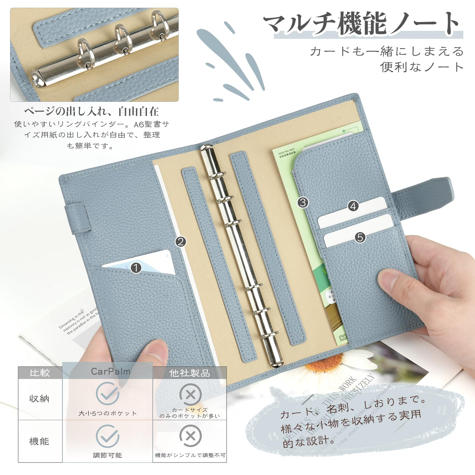 Amazon.co.jp: Leathiku システム手帳 A6 6穴 【バイブルサイズ