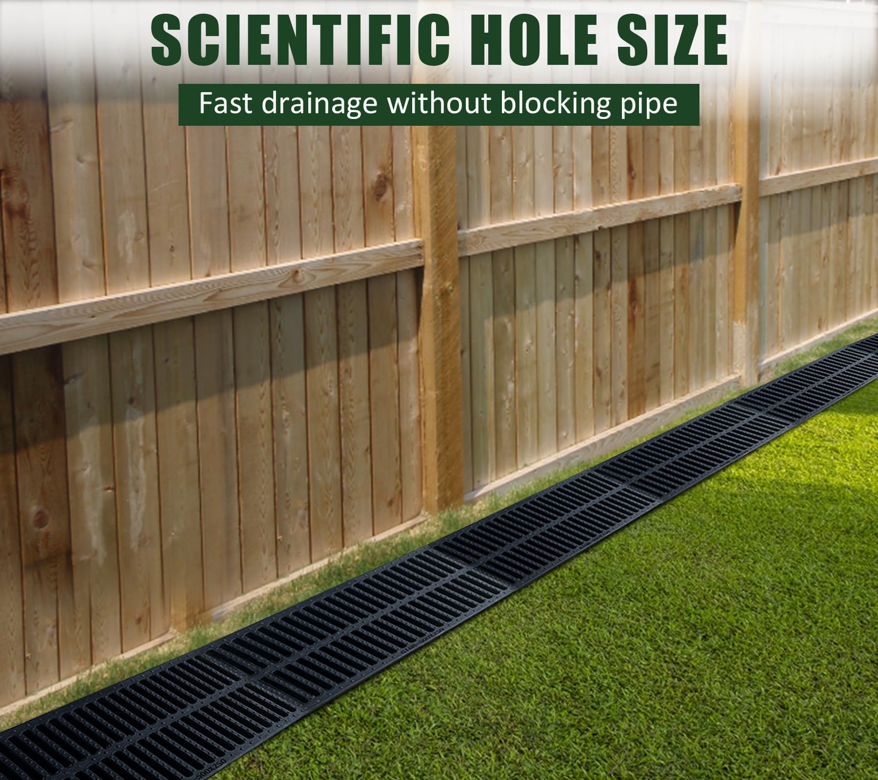 Griglia di scarico in plastica polimerica, 50 x 30 x 3 cm, resistente, griglia di drenaggio per esterni, per recinzioni, fognature, marciapiedi, giardino, fattoria, casa, patio, paesaggio