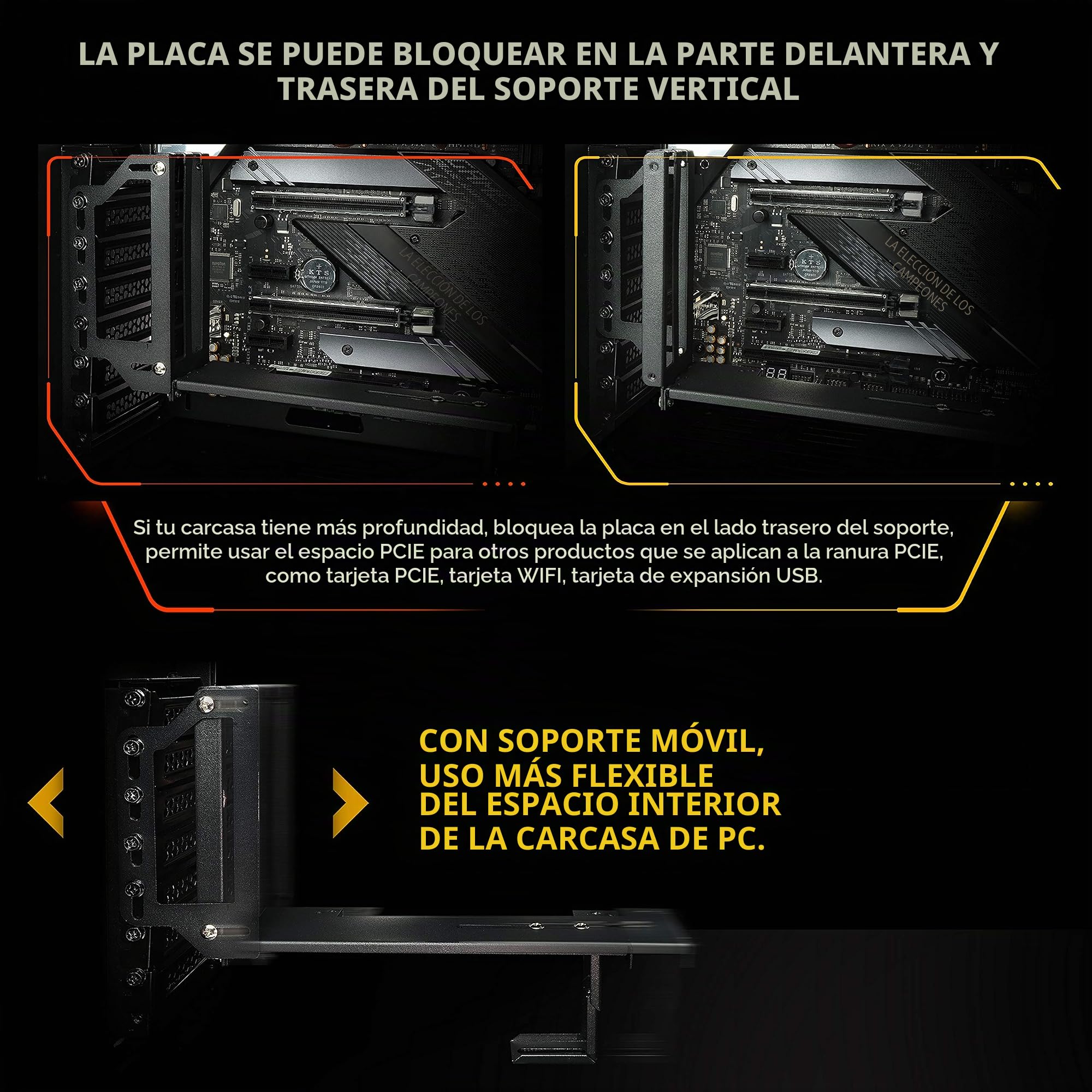 EZDIY-FAB Soporte para Tarjeta gráfica Vertical con LED ARGB 5 V 3 Pines, Montaje GPU, Kit Soporte Tarjeta vídeo VGA con Cable Elevador PCIE3.0-Negro