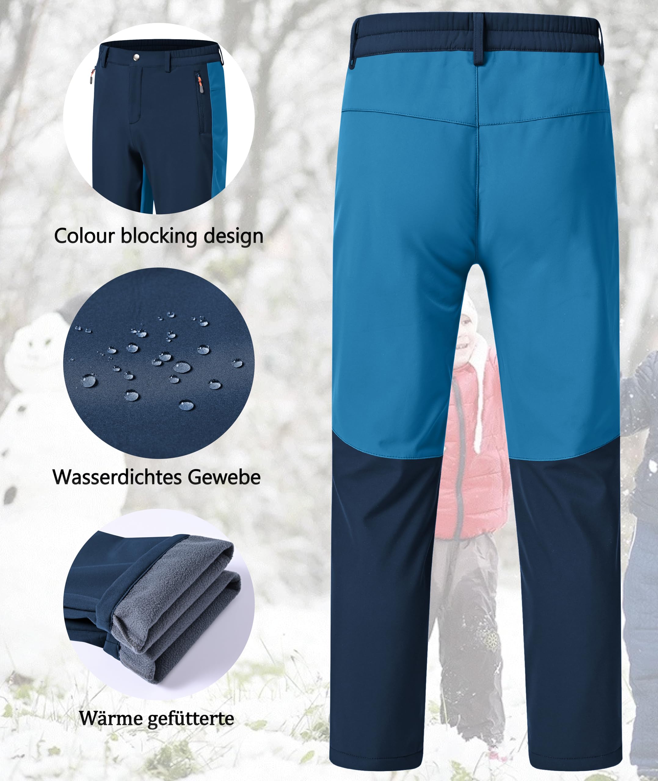 Zoofly Pantalon Ski Enfant Imperméable Chaud Fille Garçon Softshell
