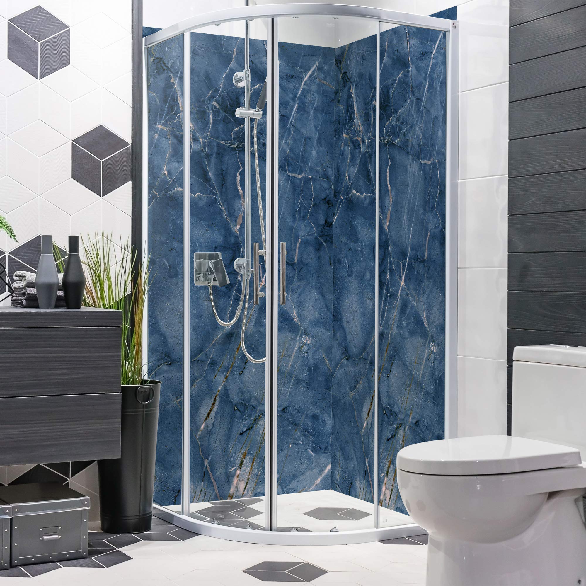 Dedeco Panel De Ducha Esquinero Resistente Al Agua Con Diseño De Océano V1 – 2 X 90 X 200 Cm, Pared Trasera De Baño Para Reemplazar Azulejos, Para Muchos Baños Como Pared